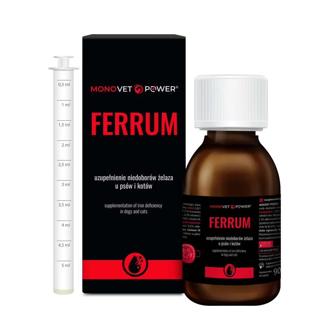 MONOVET POWER® – FERRUM – a preparation in the form of suspension that supports haematopoietic processes in dogs and cats 90 ml