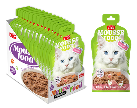 Super Lily Mousse Food Chicken & Salmon Cat Food 65g